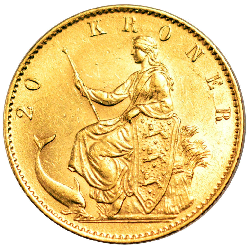 DENMARK, 20 Kroner, 1873, Copenhagen, KM #791.1, AU(55-58), Gold, 8.94