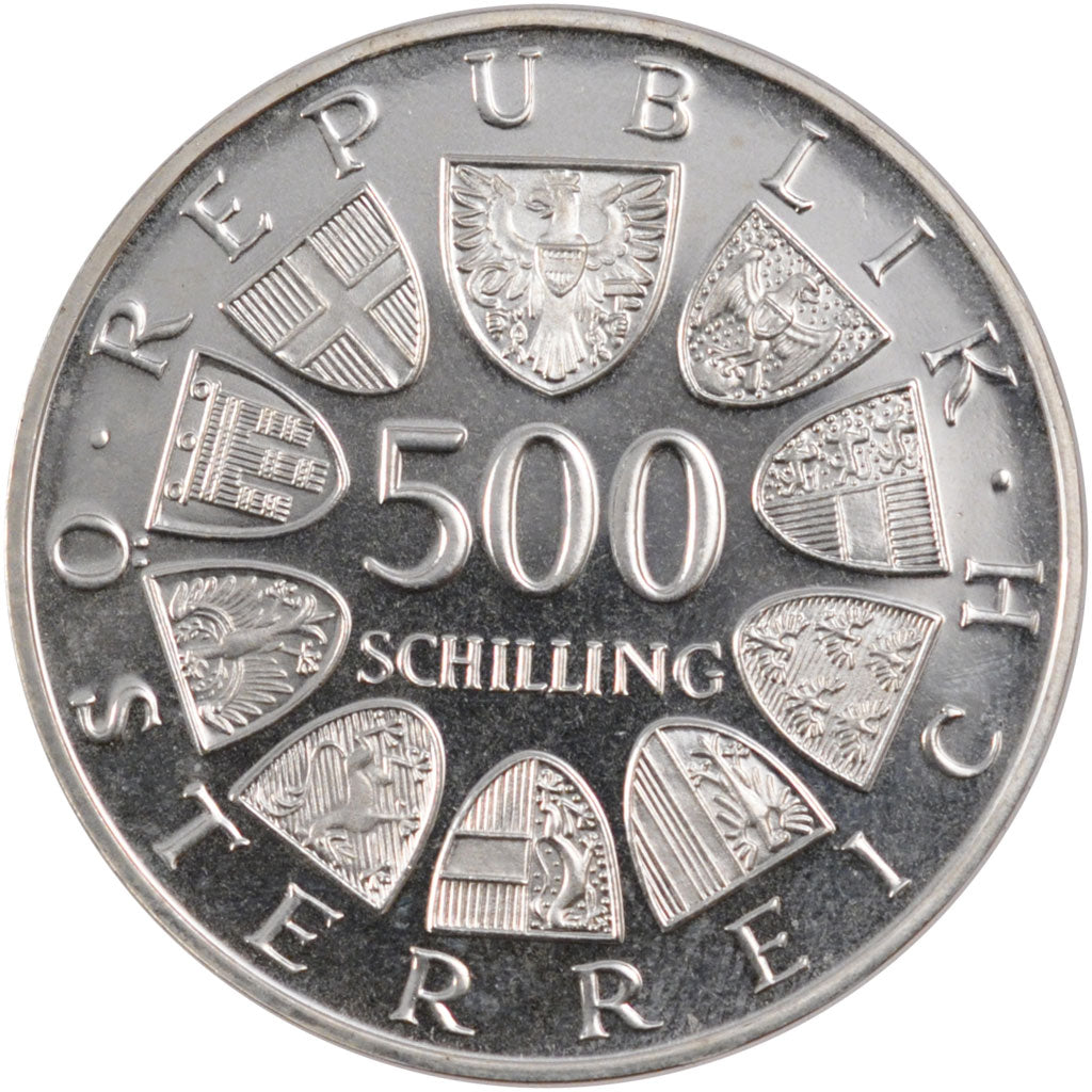 AUSTRIA, 500 Schilling, 1984, KM #2968, MS(60-62), Silver, 37, 24.05