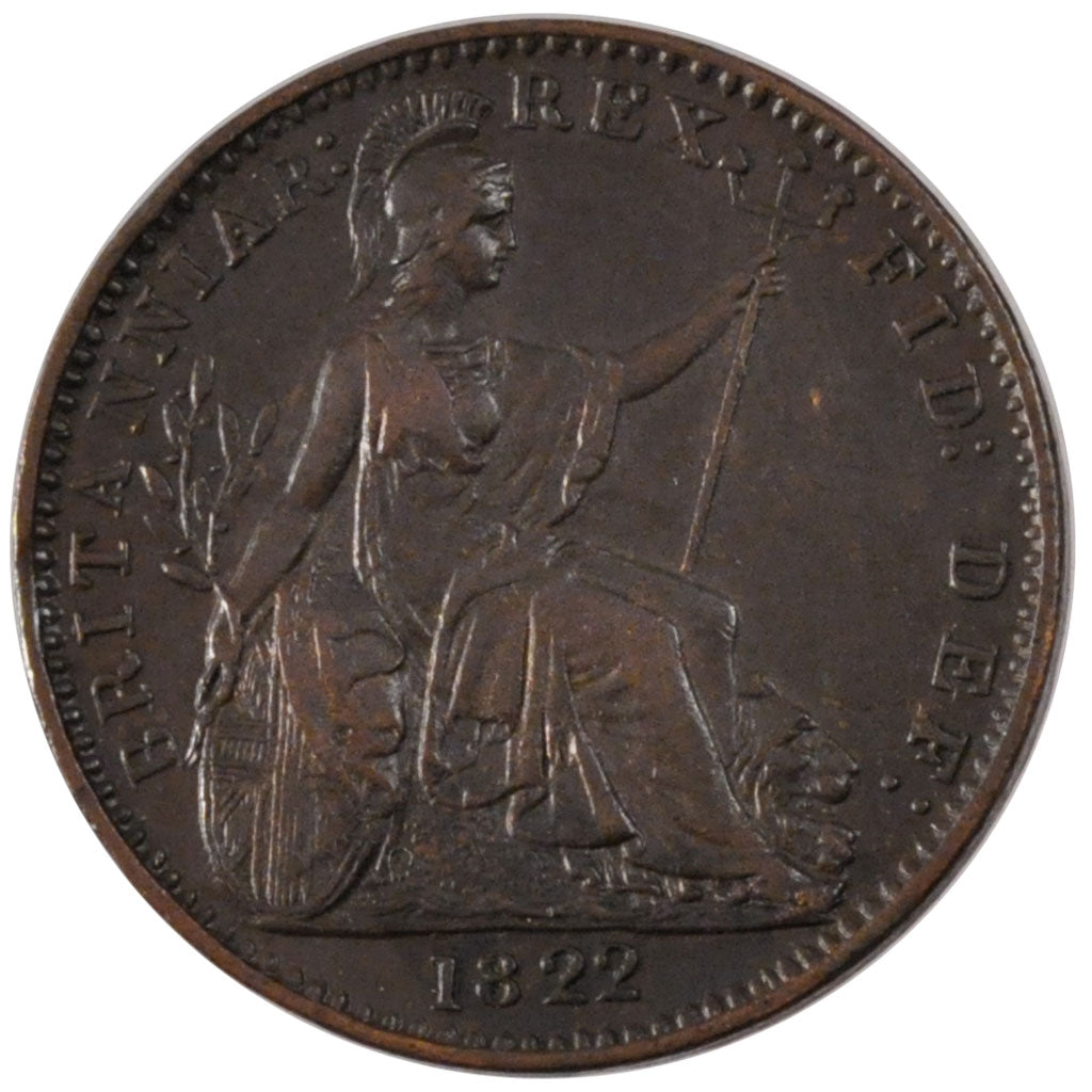 GREAT BRITAIN, Farthing, 1822, KM #677, EF(40-45), Copper, 4.75