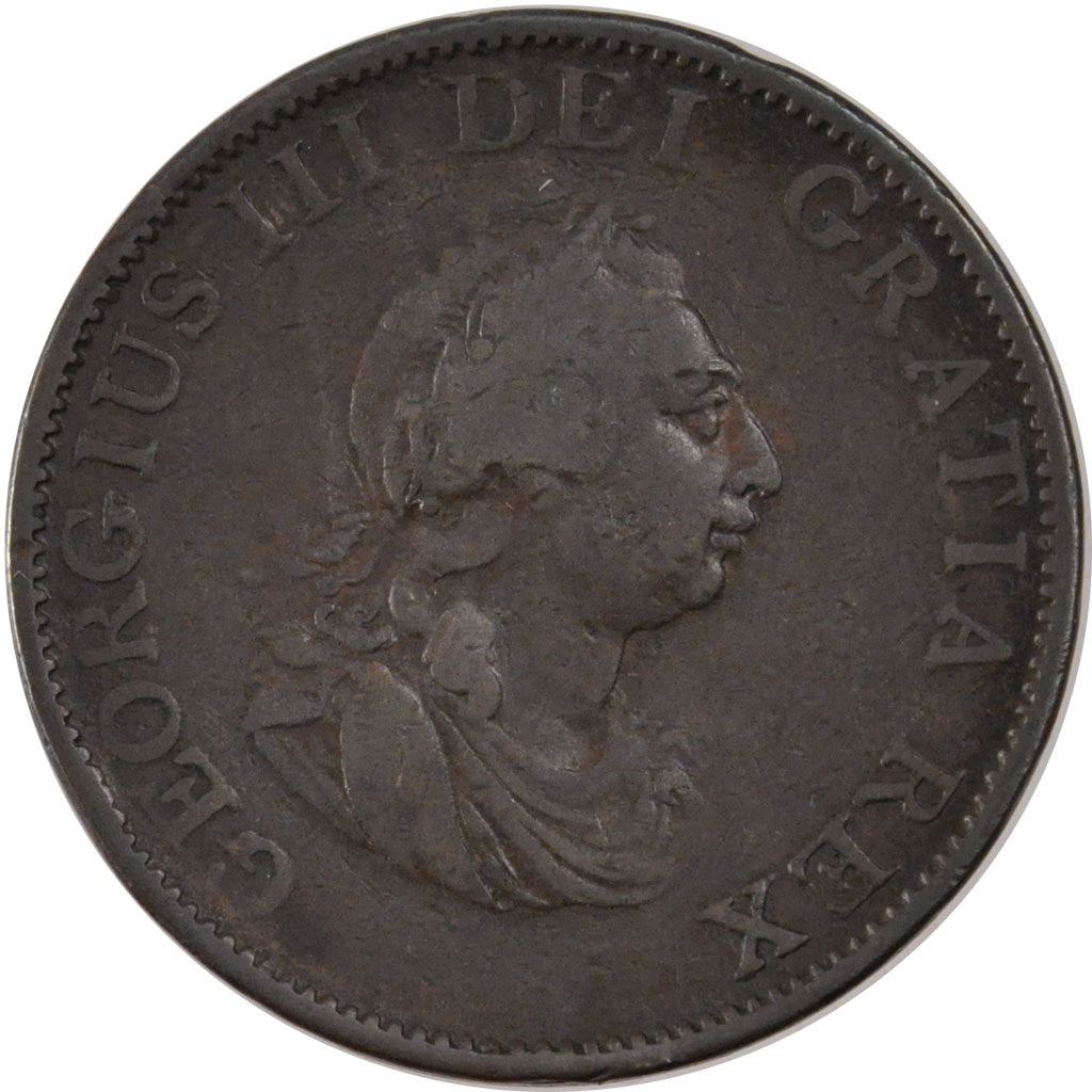 GREAT BRITAIN, 1/2 Penny, 1799, KM #647, VF(30-35), Copper, 30.20, 12.29