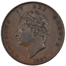 GREAT BRITAIN, 1/2 Penny, 1827, KM #692, AU(50-53), Copper, 9.25