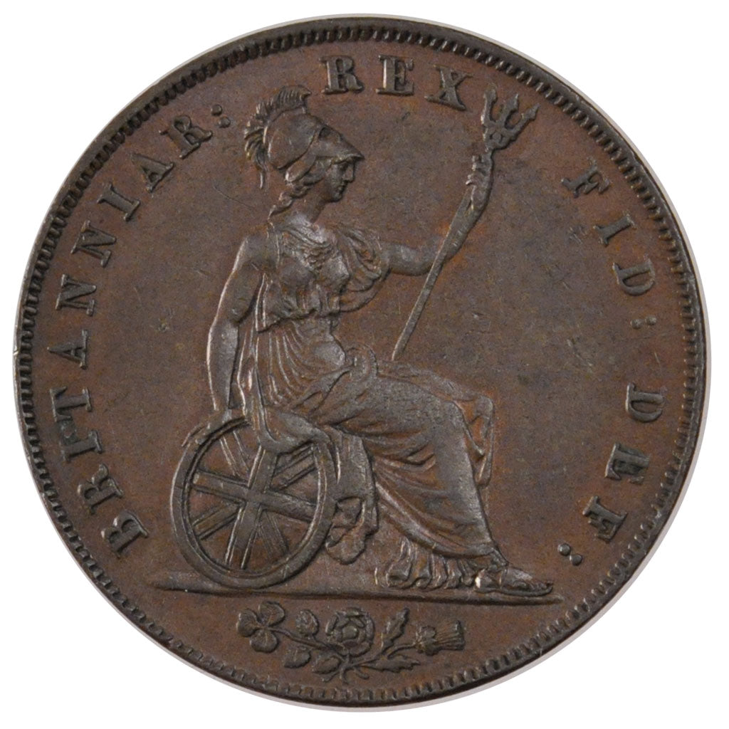 GREAT BRITAIN, 1/2 Penny, 1827, KM #692, AU(50-53), Copper, 9.25
