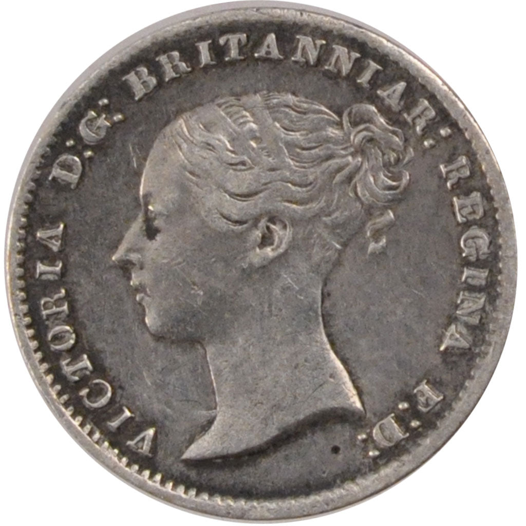 GREAT BRITAIN, 3 Pence, 1859, KM #730, EF(40-45), Silver, 1.40