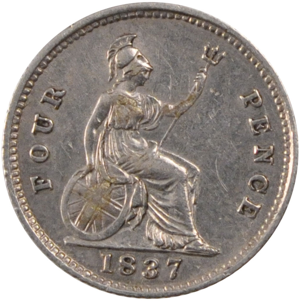 GREAT BRITAIN, 4 Pence, Groat, 1837, KM #723, EF(40-45), Silver, 1.87