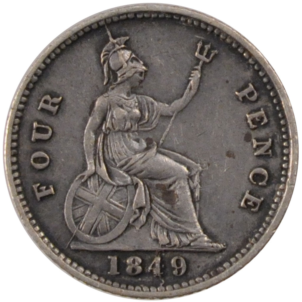 GREAT BRITAIN, 4 Pence, Groat, 1849, KM #731.1, EF(40-45), Silver, 1.87