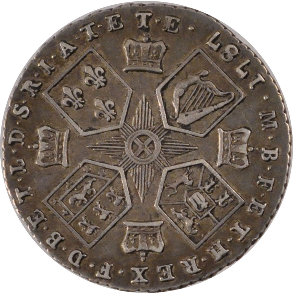 GREAT BRITAIN, 6 Pence, 1787, KM #606.2, AU(50-53), Silver, 0.00