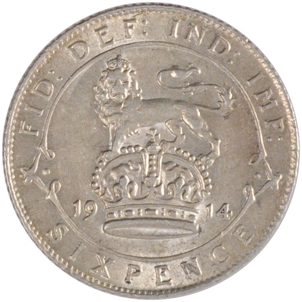 GREAT BRITAIN, 6 Pence, 1914, KM #815, AU(50-53), Silver, 19.5, 2.80
