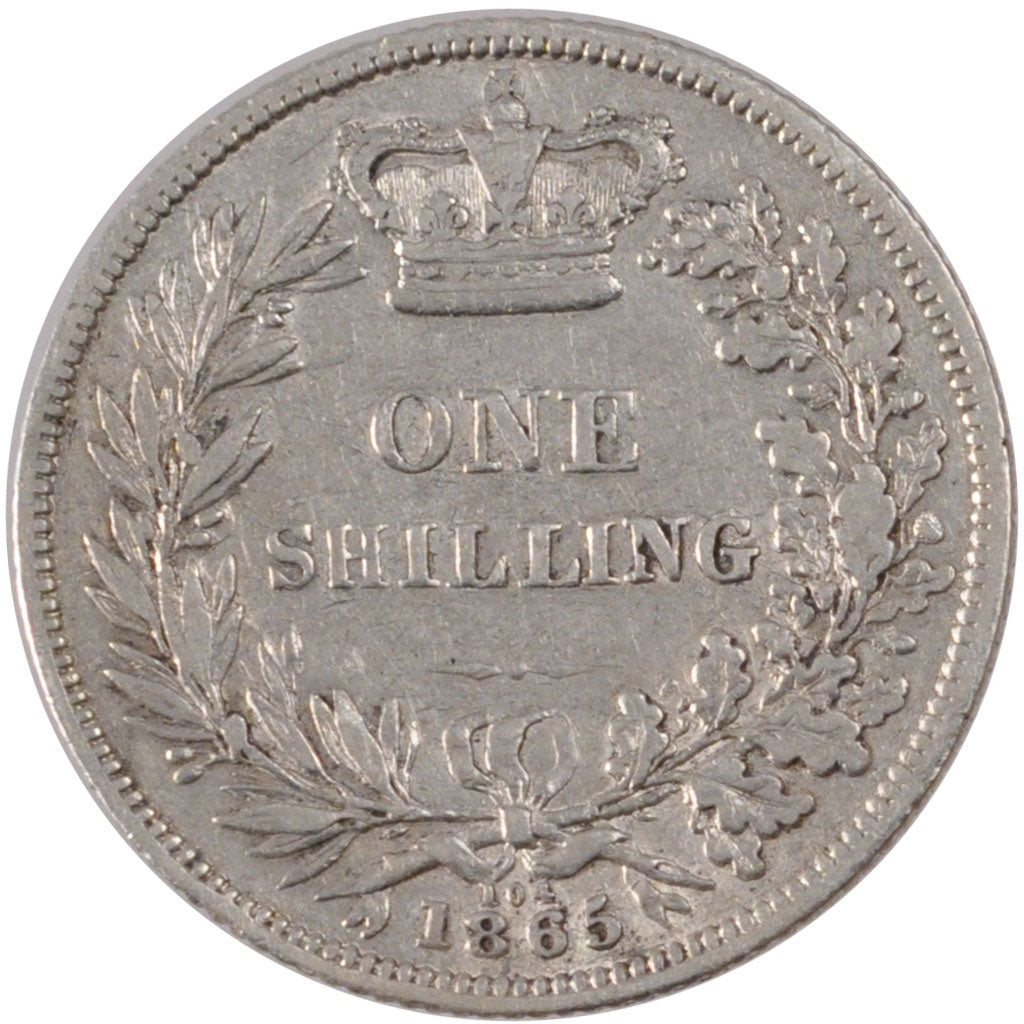 GREAT BRITAIN, Shilling, 1865, KM #734.3, VF(30-35), Silver, 5.56