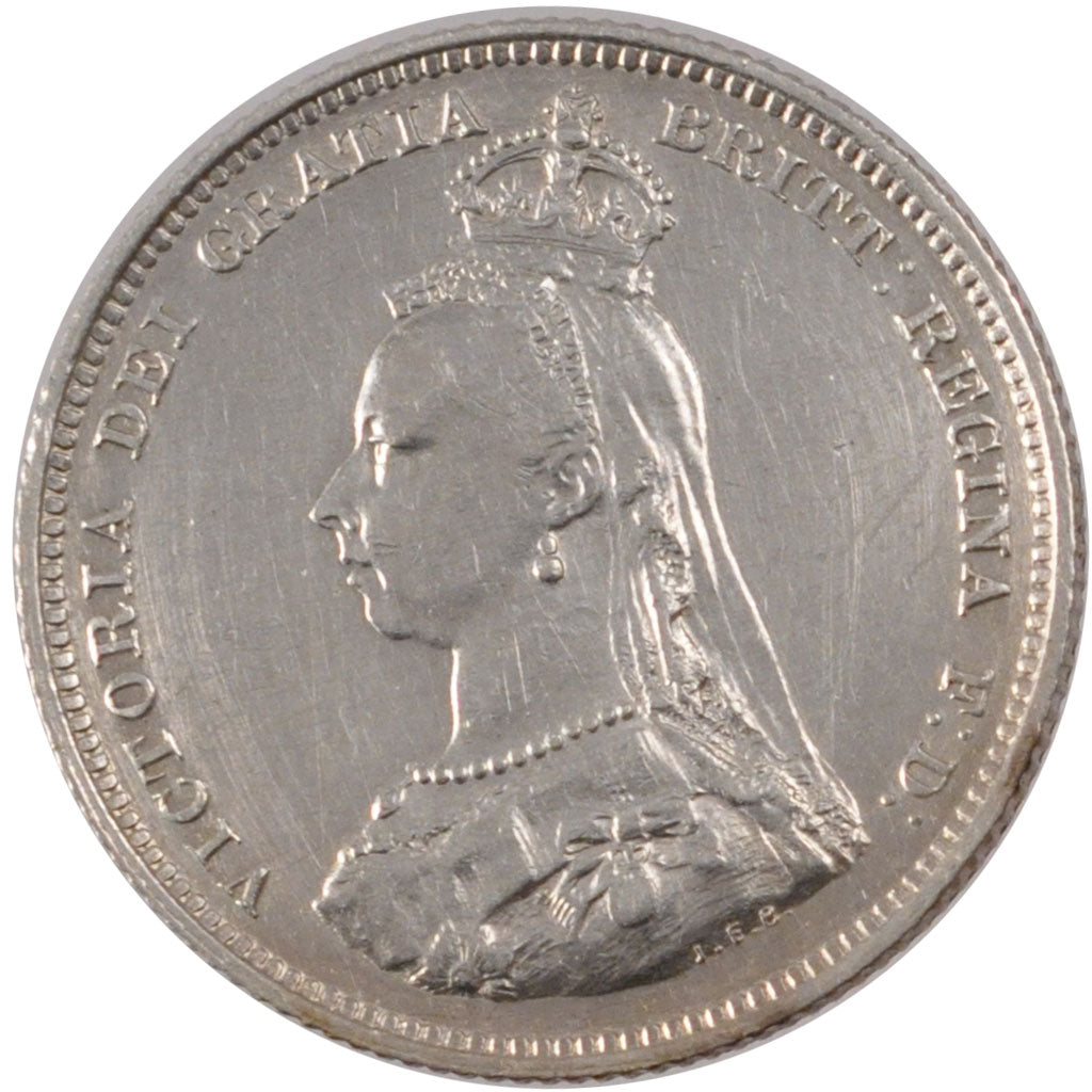 GREAT BRITAIN, Shilling, 1887, KM #761, MS(60-62), Silver, 5.63