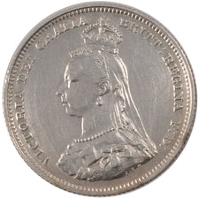 GREAT BRITAIN, Shilling, 1887, KM #761, MS(60-62), Silver, 5.63