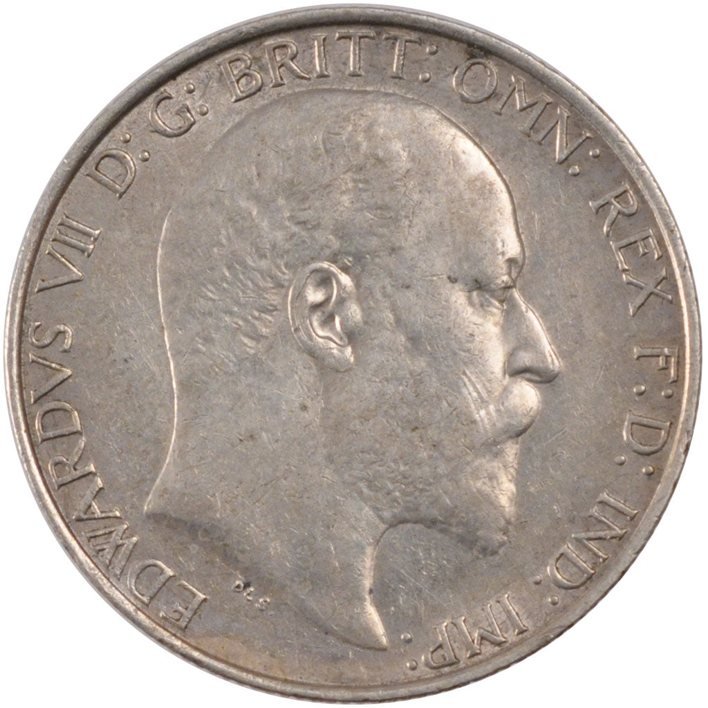 GREAT BRITAIN, Florin, Two Shillings, 1909, KM #801, EF(40-45), Silver, 28.3,...