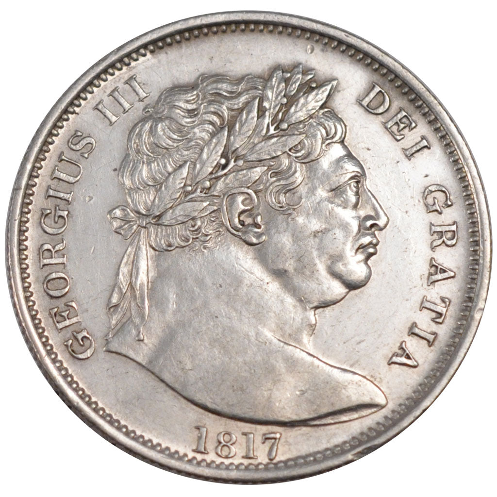GREAT BRITAIN, 1/2 Crown, 1817, KM #667, AU(55-58), Silver, 14.06