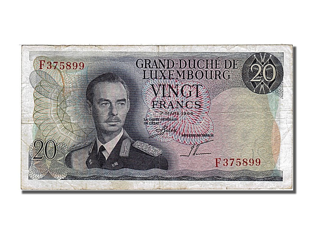 Luxembourg, 20 Francs, 1966, KM #54a, 1966-03-07, EF(40-45), F 375899