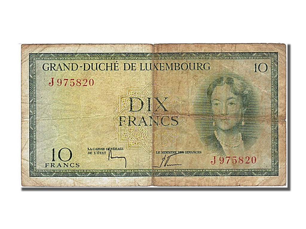 Luxembourg, 10 Francs, 1954, KM #48a, VF(30-35), J 975820