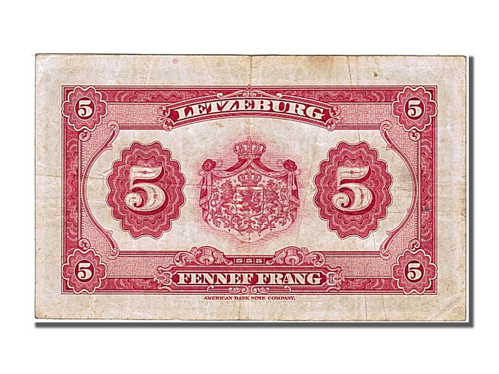 Luxembourg, 5 Francs, 1944, KM #43a, VF(30-35), 477628