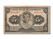 Luxembourg, 5 Francs, 1944, KM #43b, VF(30-35), A 851283