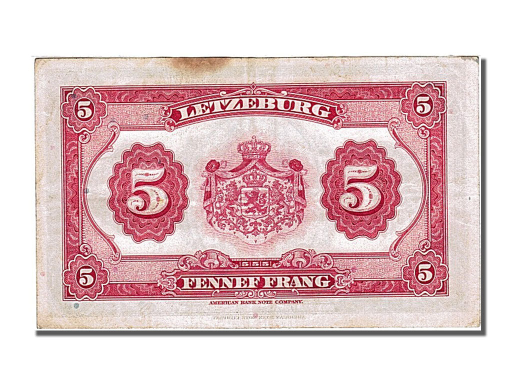 Luxembourg, 5 Francs, 1944, KM #43b, EF(40-45), A 681529