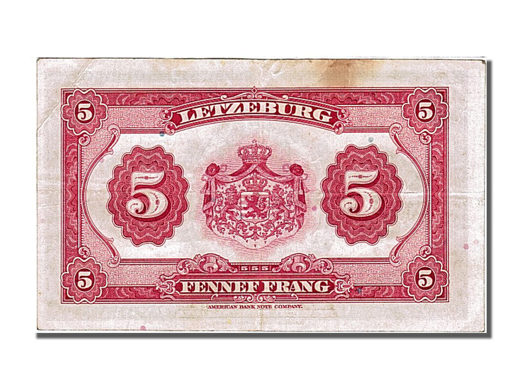 Luxembourg, 5 Francs, 1944, KM #43a, EF(40-45), 017175