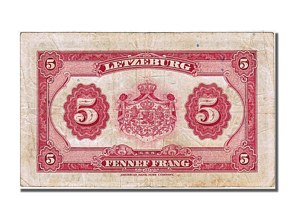 Banknote, Luxembourg, 5 Francs, 1944, EF(40-45)