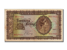 Luxembourg, 20 Frang, 1943, KM #42a, AU(50-53), B 614421