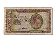 Luxembourg, 20 Frang, 1943, KM #42a, AU(50-53), C 158903