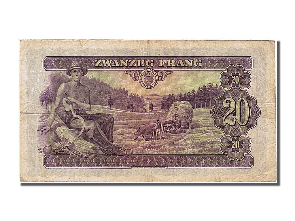 Luxembourg, 20 Frang, 1943, KM #42a, AU(50-53), C 158903