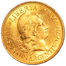 ARGENTINA, Argentino, 1888, KM #31, AU(55-58), Gold, 8.10