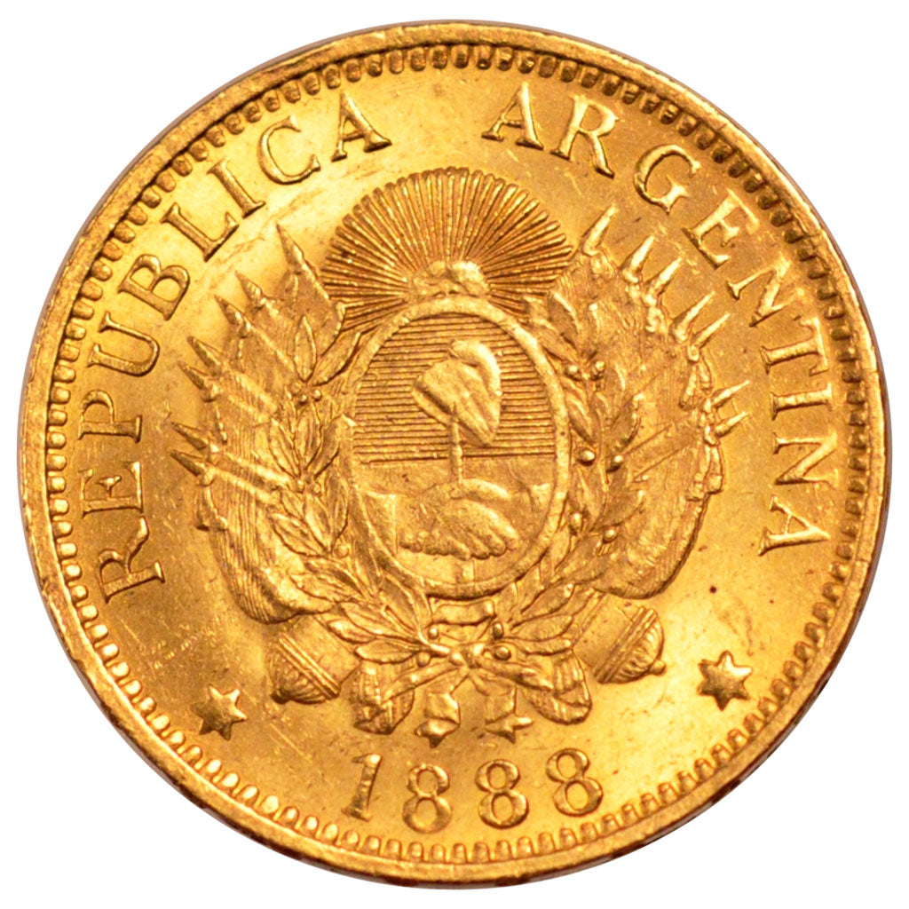 ARGENTINA, Argentino, 1888, KM #31, AU(55-58), Gold, 8.10