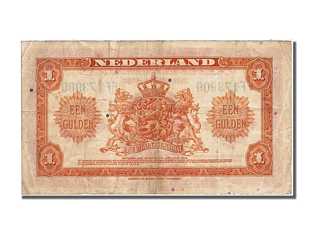 Netherlands, 1 Gulden, 1943, KM #64a, 1943-02-04, AU(50-53), FF173909