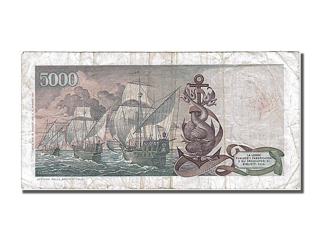 Italie, 5 000 Lire, Type Colomb