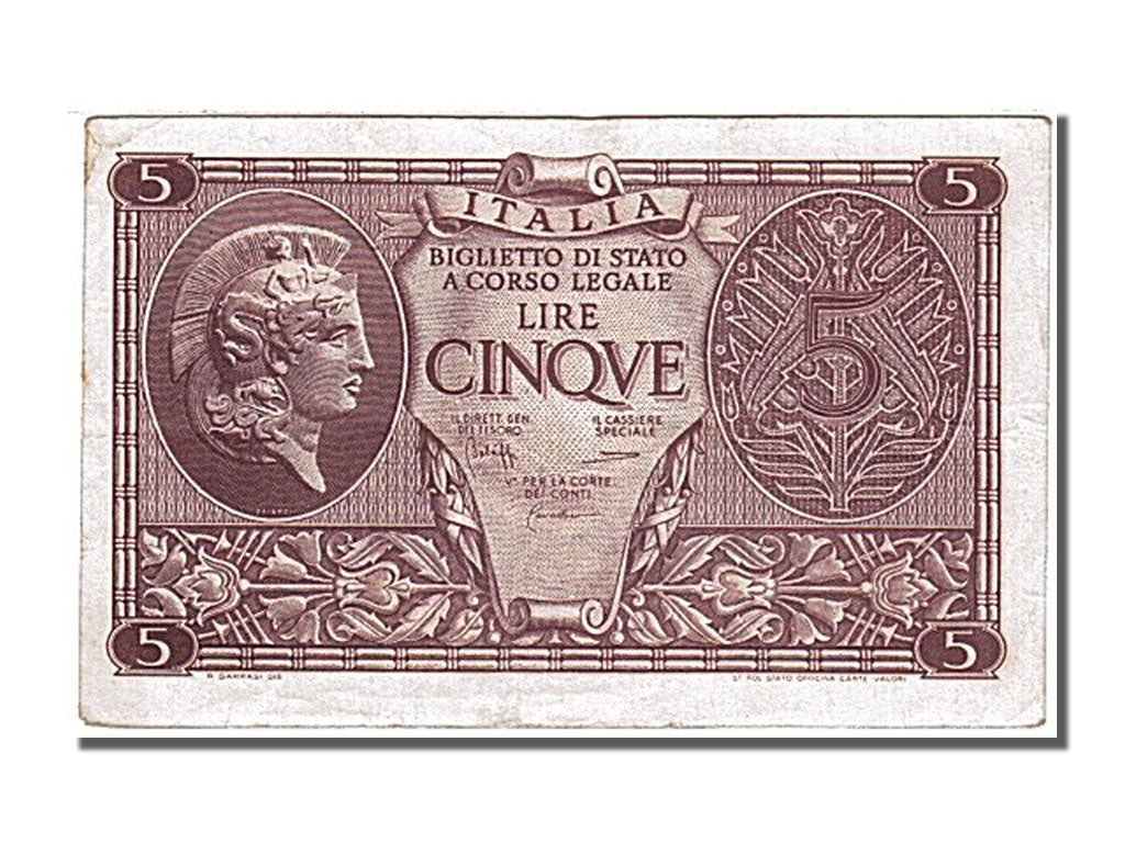 Italia, 5 Lire, 1944, 1944-11-23, SPL-