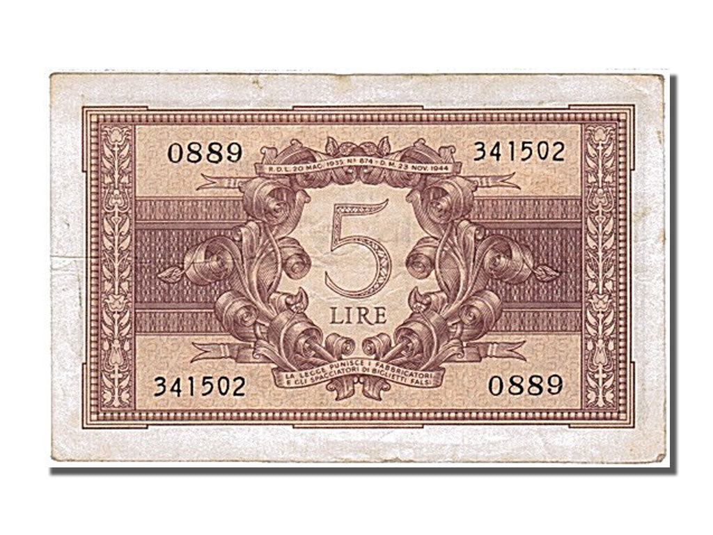 Italia, 5 Lire, 1944, 1944-11-23, SPL-