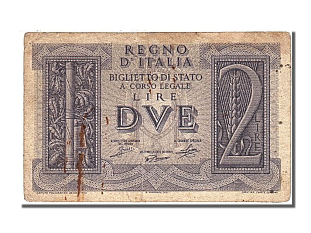 Italie, 2 Lire, type 1939-1940