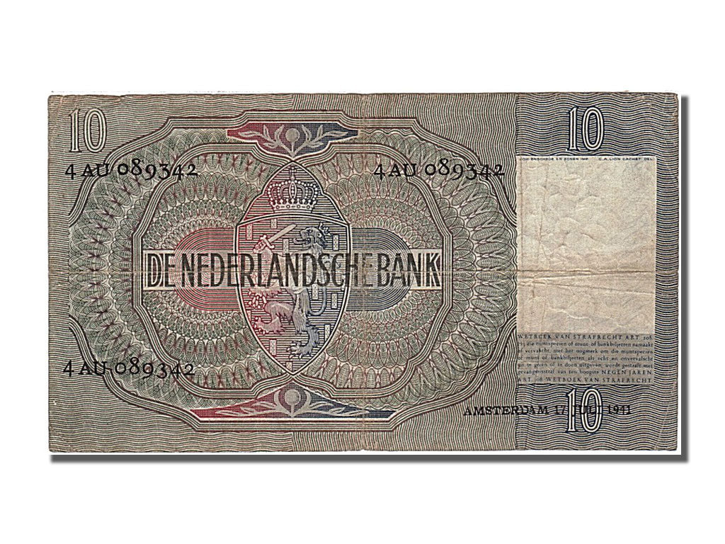 Paesi Bassi, 10 Gulden, 1941, 1941-07-17, BB