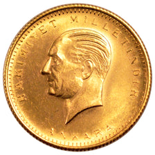 TURKEY, 100 Kurush, 1976, Ankara, KM #855, MS(60-62), Gold, 7.19