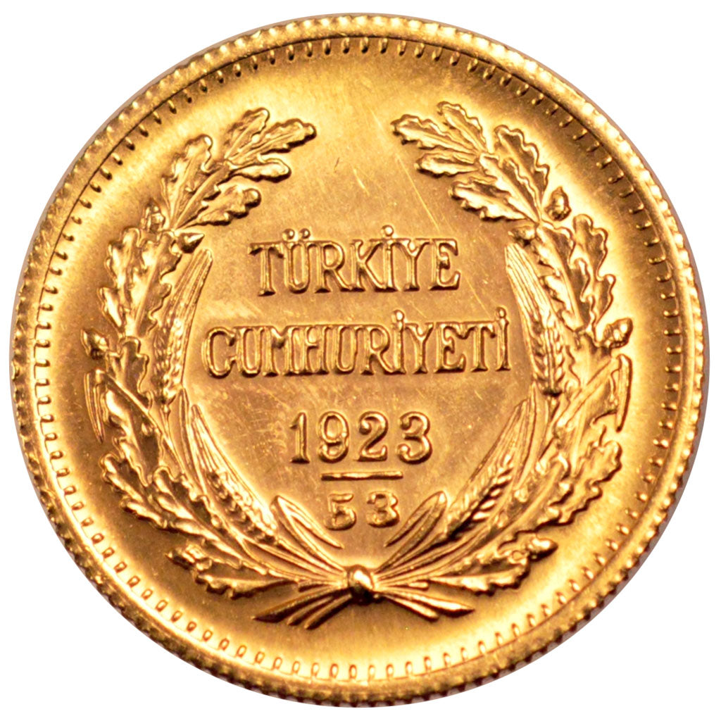 TURKEY, 100 Kurush, 1976, Ankara, KM #855, MS(60-62), Gold, 7.19