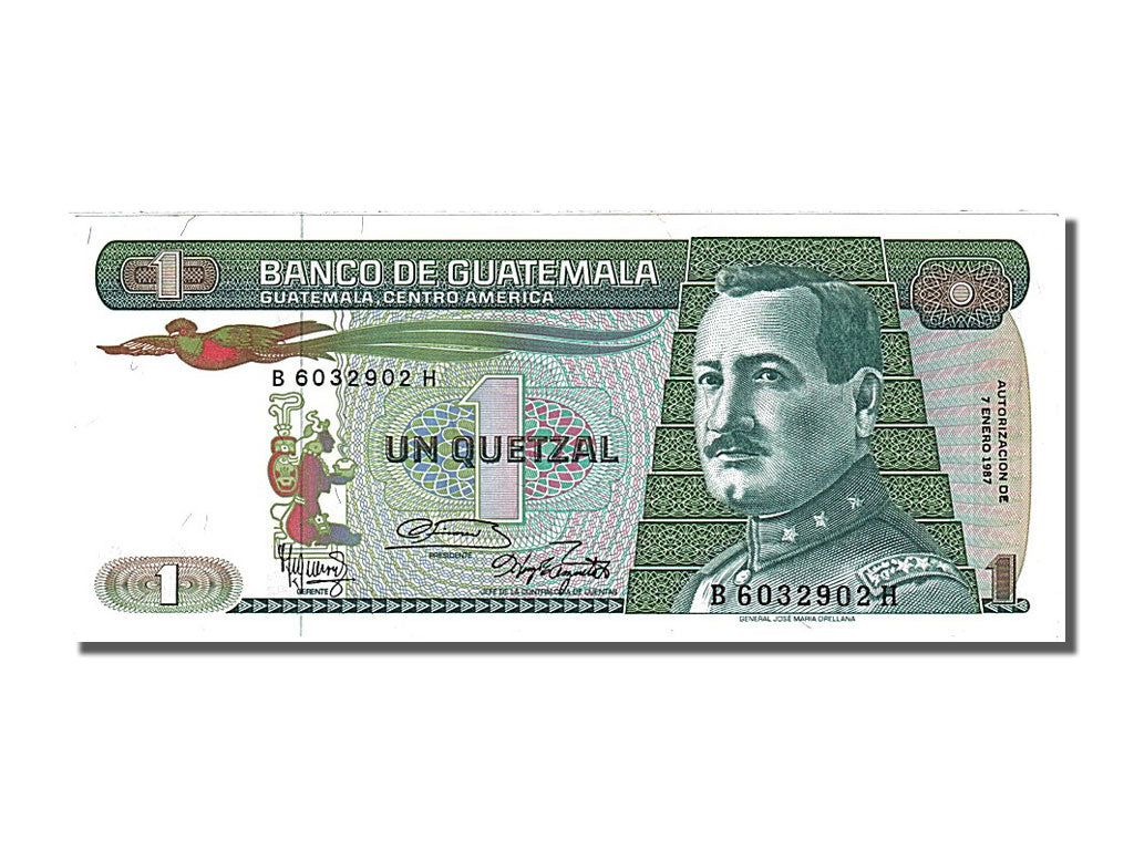 Guatemala, 1 Quetzal, 1987, KM #66, 1987-01-07, UNC(65-70), B 6032902 H