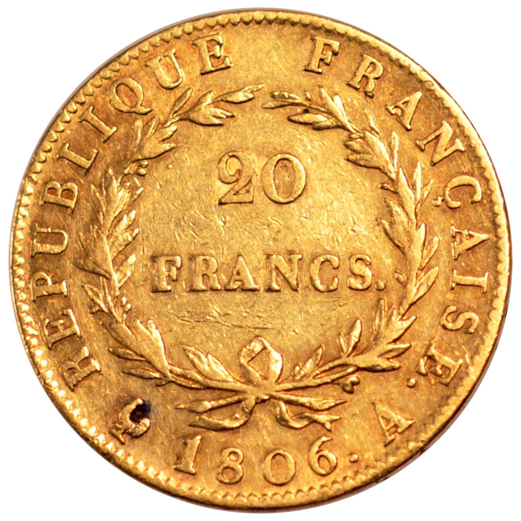 FRANCE, Napoléon I, 20 Francs, 1806, Paris, KM #674.1, AU(50-53), Gold, Gadoury