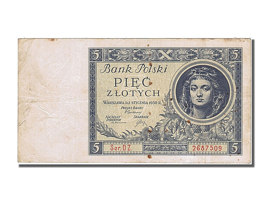 Banknote, Poland, 5 Zlotych, 1930, 1930-01-02, EF(40-45)