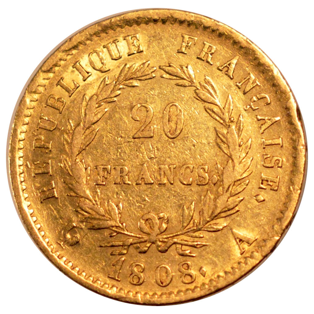 FRANCE, Napoléon I, 20 Francs, 1808, Paris, KM #687.1, EF(40-45), Gold, Gadoury 