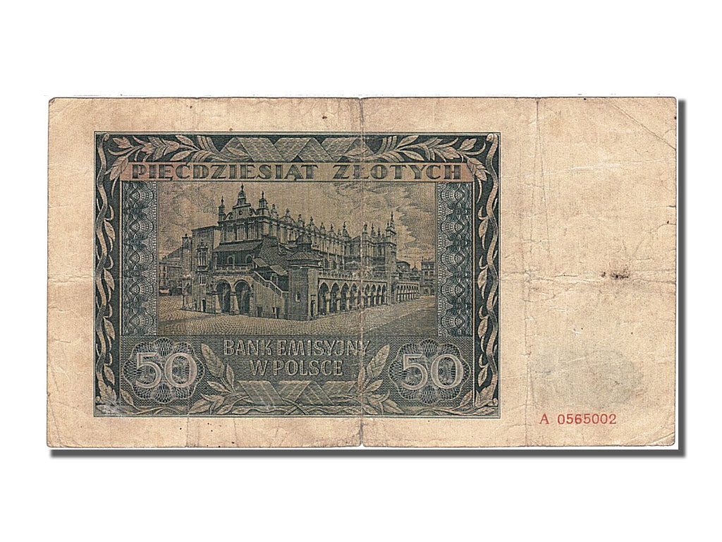 Poland, 50 Zlotych, 1941, KM #102, 1941-08-01, VF(30-35), A 0565002