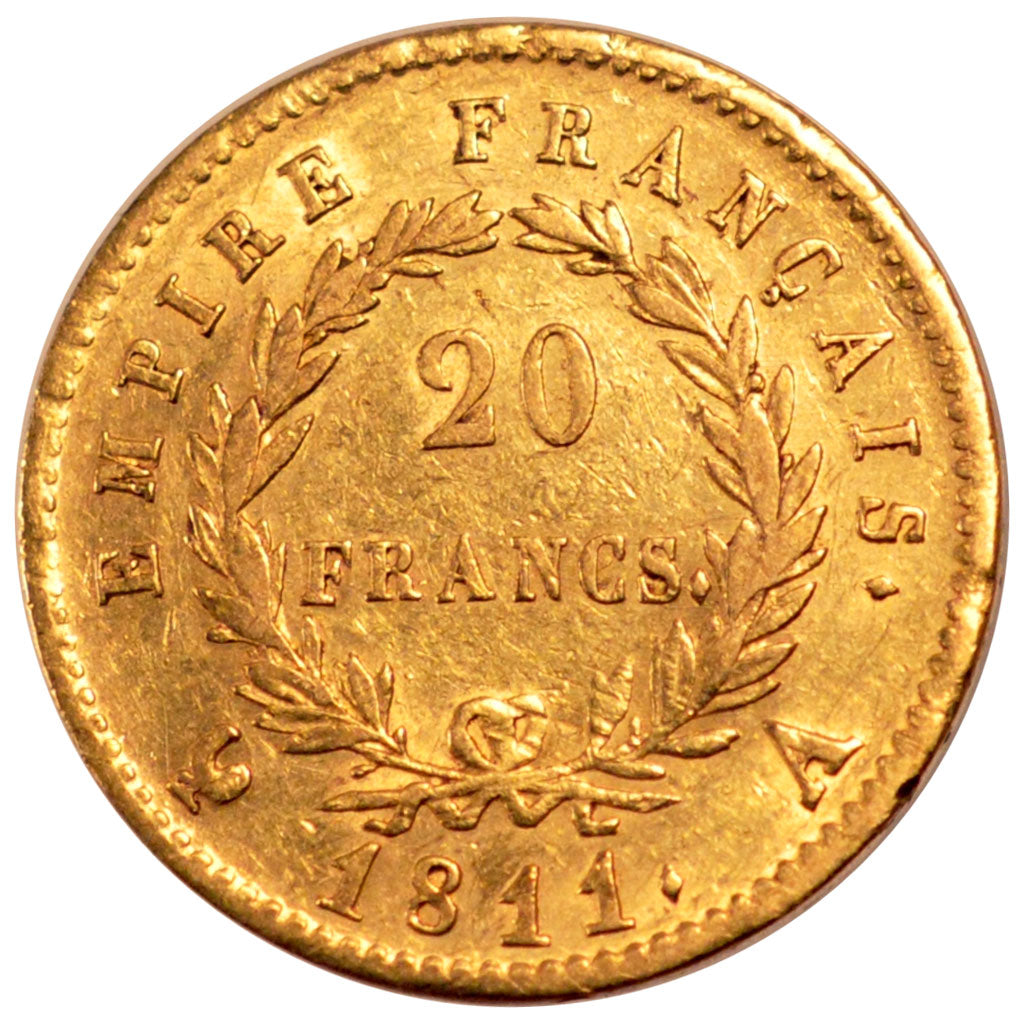 FRANCE, Napoléon I, 20 Francs, 1811, Paris, KM #695.1, EF(40-45), Gold, Gadoury 