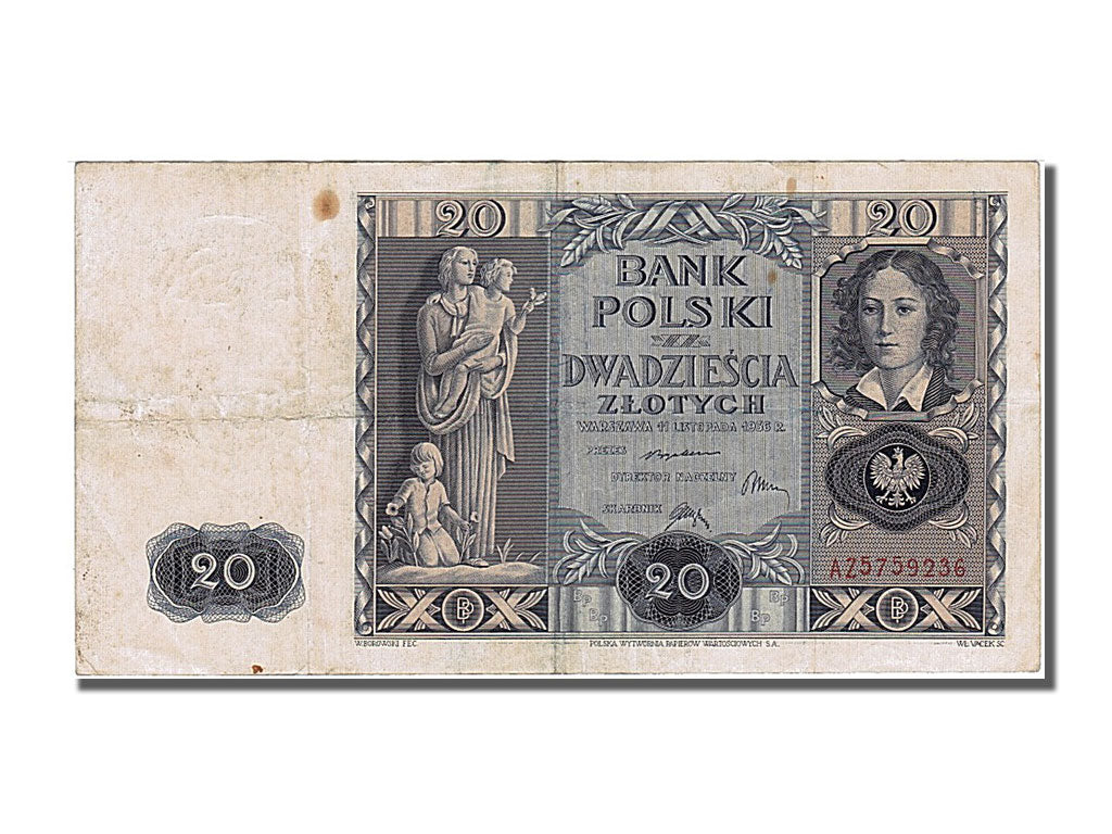 Banknote, Poland, 20 Zlotych, 1936, 1936-11-11, EF(40-45)