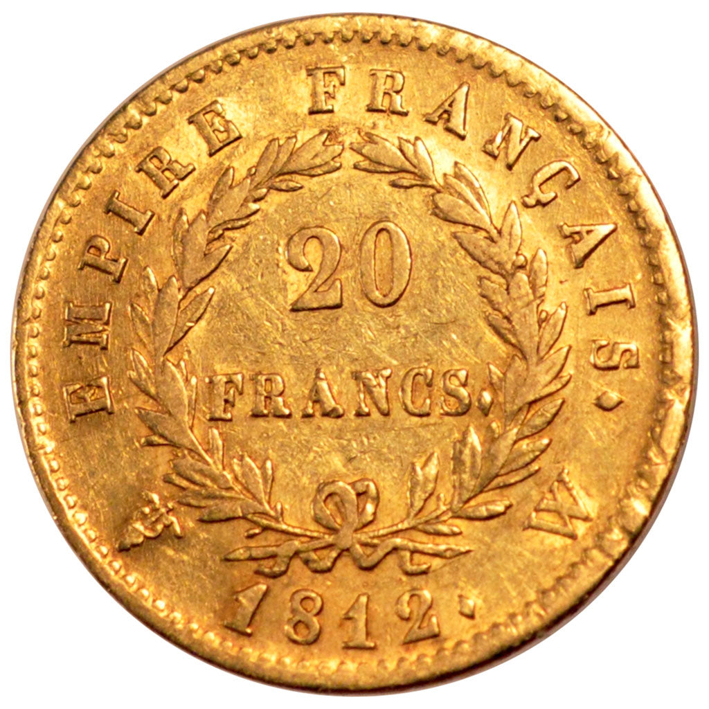 FRANCE, Napoléon I, 20 Francs, 1812, Lille, KM #695.10, EF(40-45), Gold, Gadoury