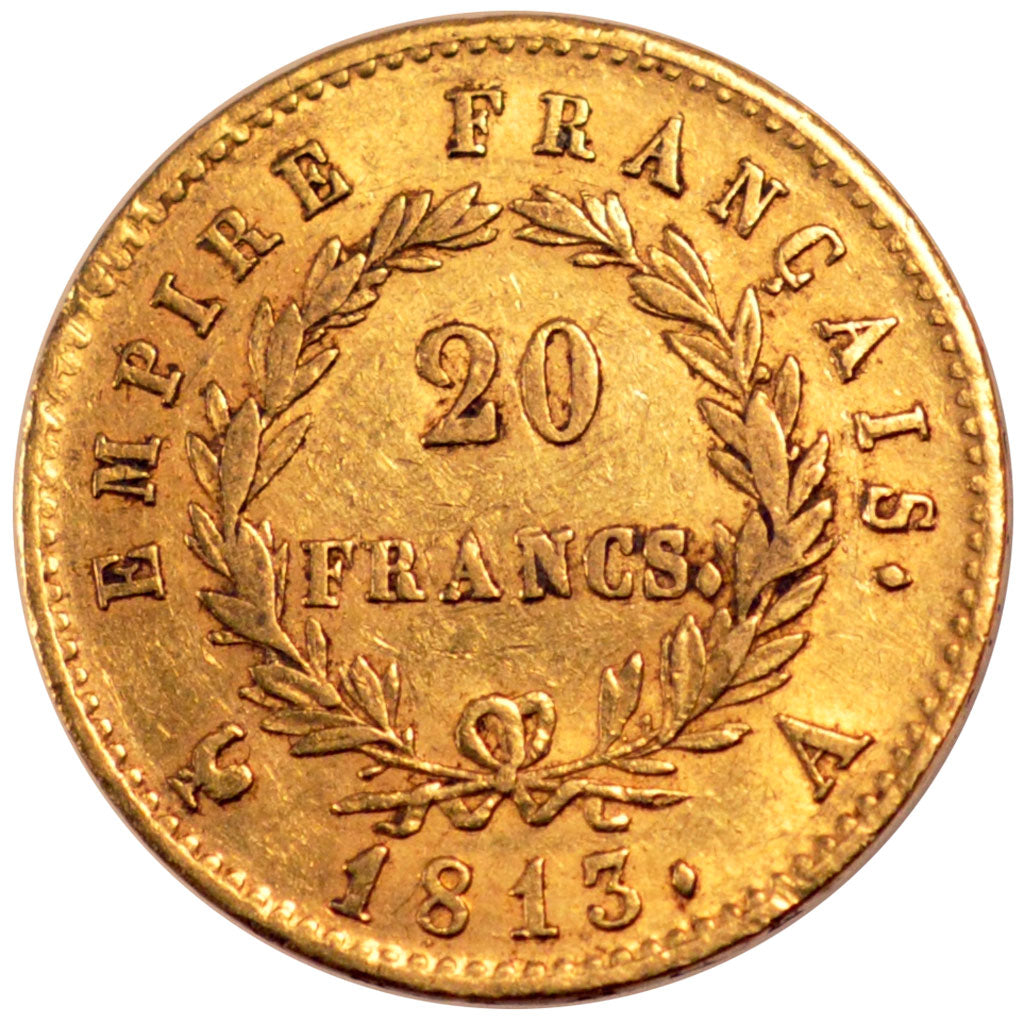 FRANCE, Napoléon I, 20 Francs, 1813, Paris, KM #695.1, EF(40-45), Gold, Gadoury 