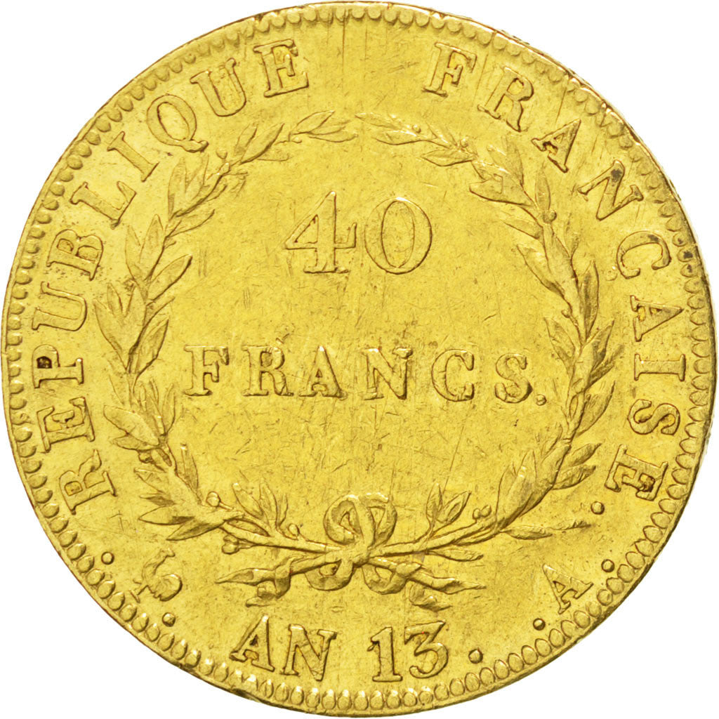 FRANCE, Napoléon I, 40 Francs, 1805, Paris, KM #664.1, EF(40-45), Gold, Gadoury 
