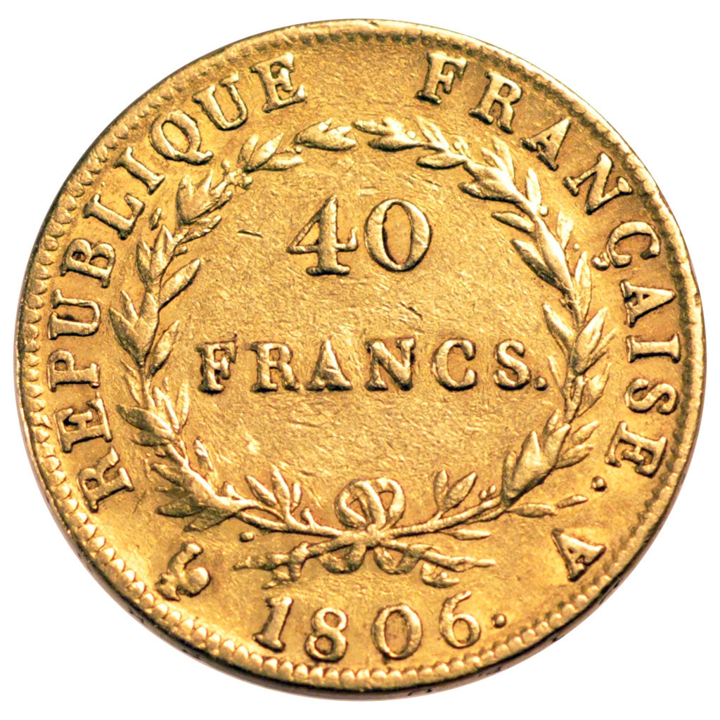 FRANCE, Napoléon I, 40 Francs, 1806, Paris, KM #675.1, EF(40-45), Gold, Gadoury 