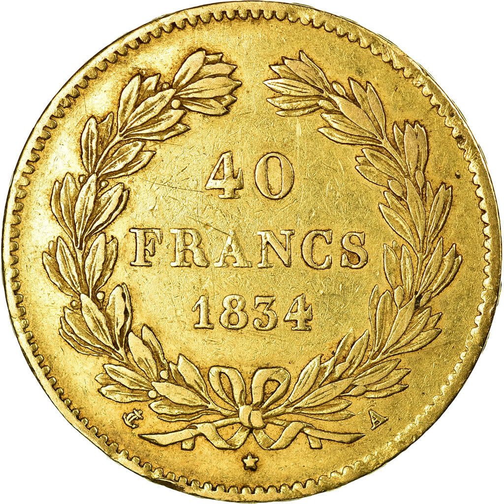 Coin, France, Louis-Philippe, 40 Francs, 1834, Paris, EF(40-45), Gold