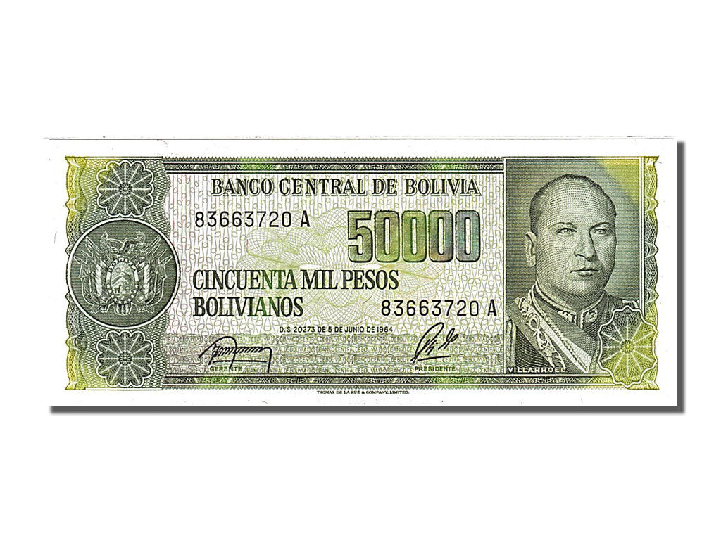 Banconote, Bolivia, 50,000 Pesos Bolivianos, 1984, 1984-06-05, FDS
