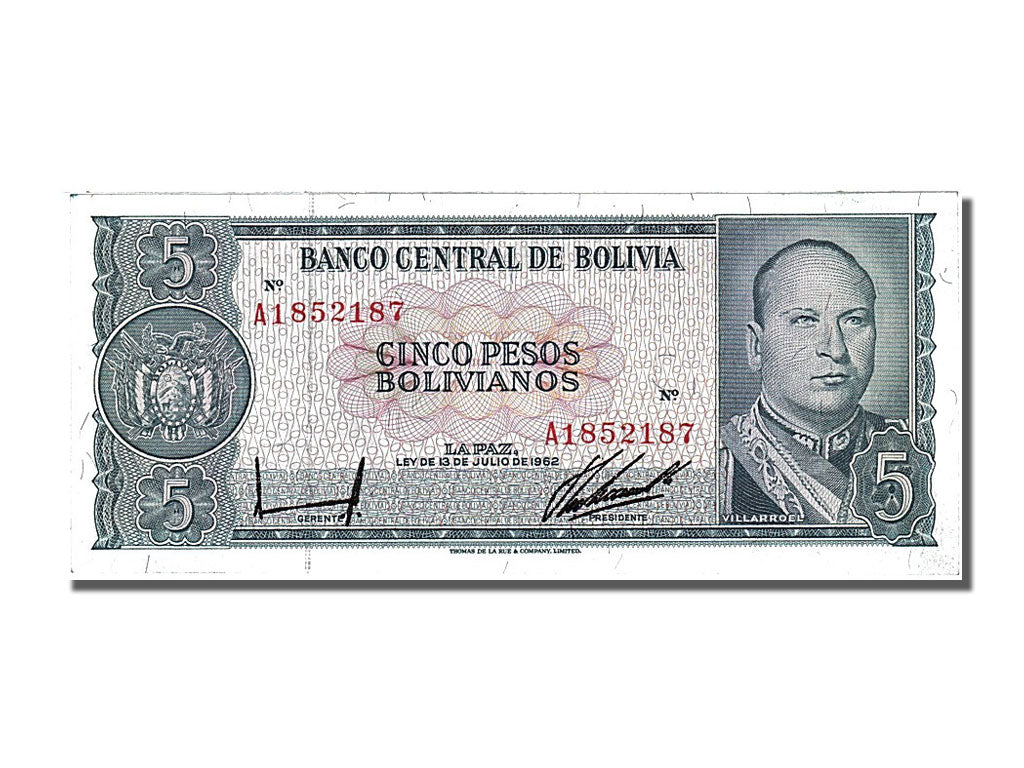 Bolivia, 5 Pesos Bolivianos, 1962, KM #153a, 1962-07-13, UNC(65-70), A 1852187